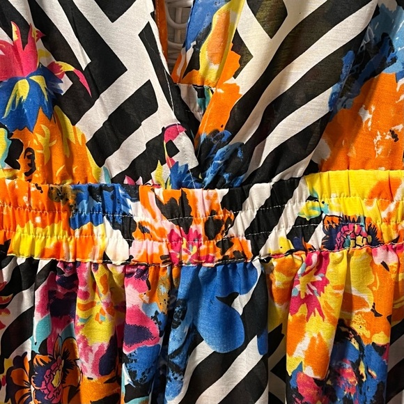 America & Beyond Sleeveless Sheer Maxi Dress Sz XL Tropical Beach CoverUp Flowy - Picture 4 of 16